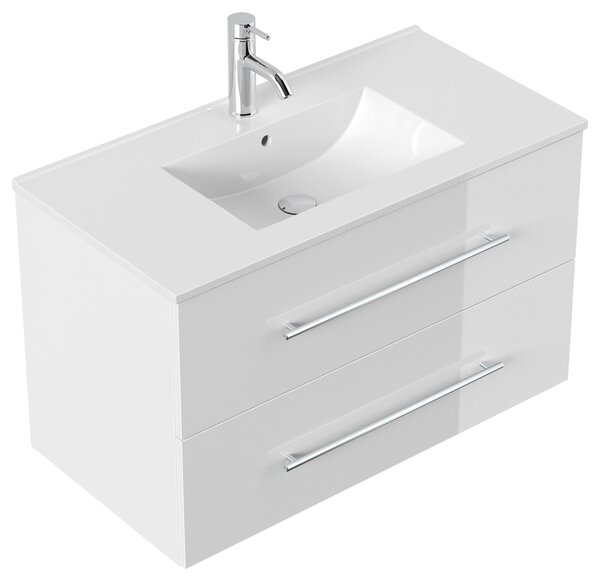 SKRINKA S UMÝVADLOM, biela s vysokým leskom, biela s vysokým leskom, 91 cm MID.YOU - Kúpeľňové skrinky, Online Only