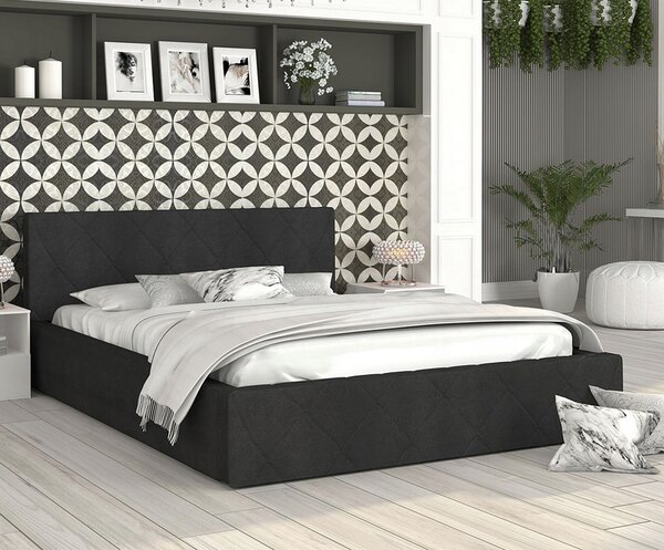 Luxusná posteľ CARO 120x200 s kovovým zdvižným roštom ČIERNA
