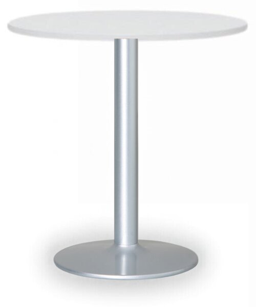 Konferenčný stolík FILIP II, priemer 80 cm, sivá podnož, biela