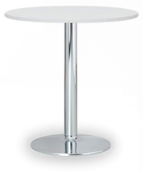 Konferenčný stolík FILIP II, priemer 80 cm, chrómovaná podnož, biela