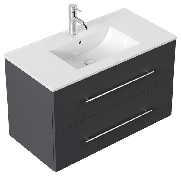 SKRINKA S UMÝVADLOM, grafitová, grafitová, 91 cm MID.YOU - Kúpeľňové skrinky, Online Only