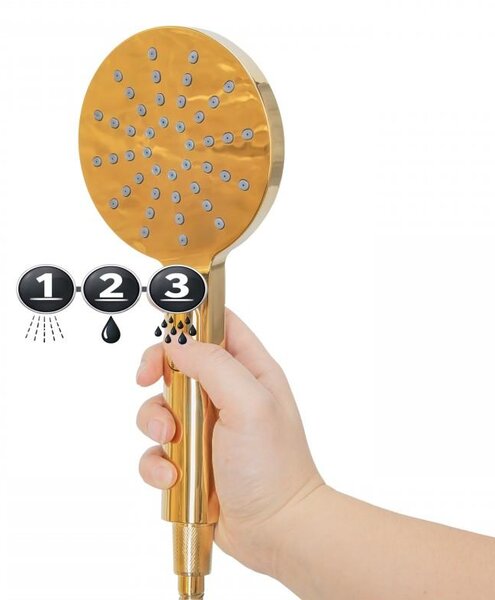 Erga Dubaj, termostatický set sprchového stĺpu s dažďovou sprchou 30cm a s sprchovou hlavicou, zlatá lesklá, ERG-YKA-BP.DUBAJ-THERM-30-GLD