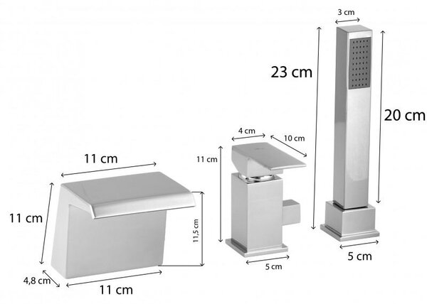 Erga Trio, 3-otvorová vaňová batéria, chrómová, ERG-YKA-BW.TRIO