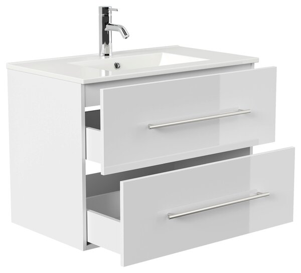 SKRINKA S UMÝVADLOM, biela s vysokým leskom, biela s vysokým leskom, 81 cm MID.YOU - Kúpeľňové skrinky, Online Only