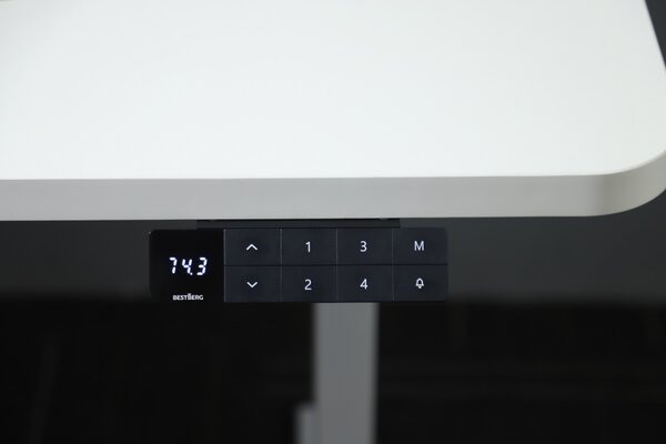 Výškovo nastaviteľný elektrický stôl BestBerg BBAT-16WW / rozmer 160x80 cm / výška 70-114 cm / biely