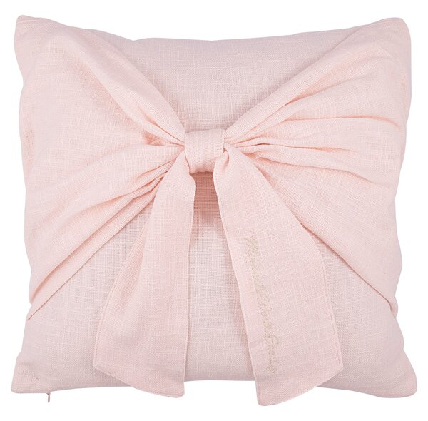 Bavlnený poťah na vankúš Bow Pale Pink 40 × 40 cm