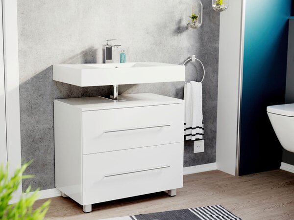 SKRINKA POD UMÝVADLO, biela s vysokým leskom, biela s vysokým leskom, 70/63/41,6 cm MID.YOU - Kúpeľňové skrinky, Online Only