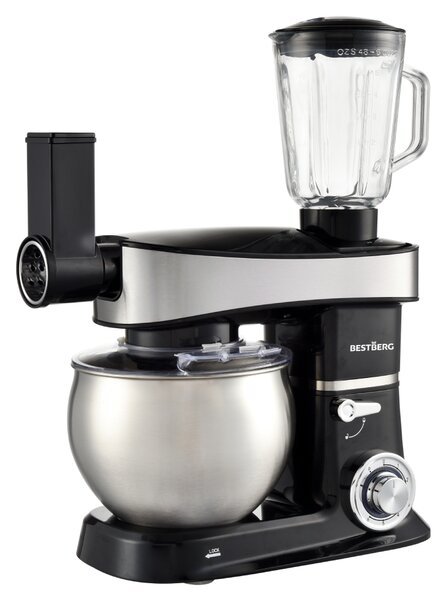 BestBerg BBR-2000BK multifunkčný kuchynský robot / 2000 W / 6 l / 6 rýchlostí / čierny