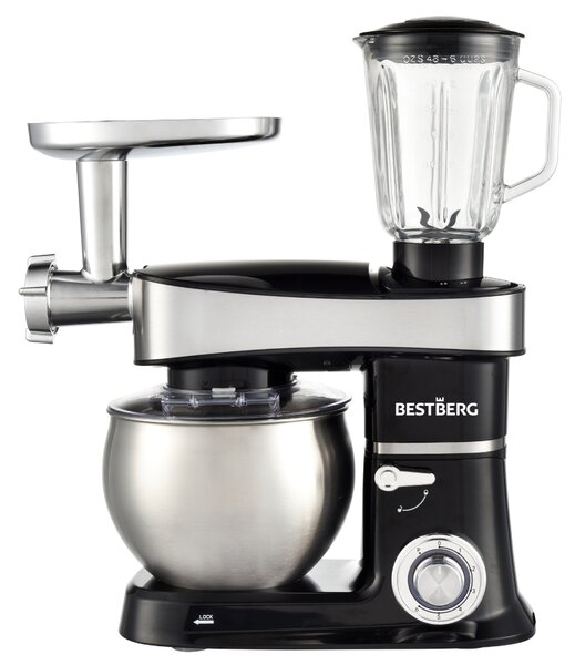 BestBerg BBR-2000BK multifunkčný kuchynský robot / 2000 W / 6 l / 6 rýchlostí / čierny