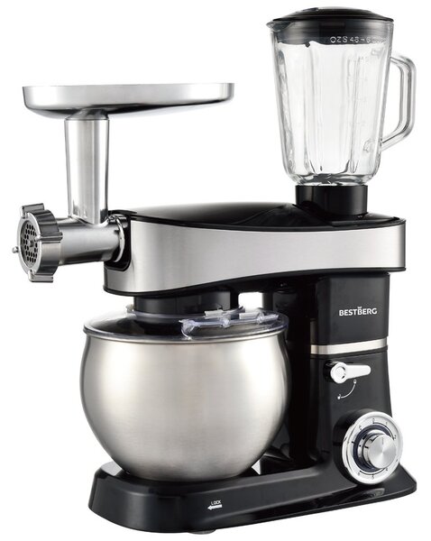 BestBerg BBR-2000BK multifunkčný kuchynský robot / 2000 W / 6 l / 6 rýchlostí / čierny