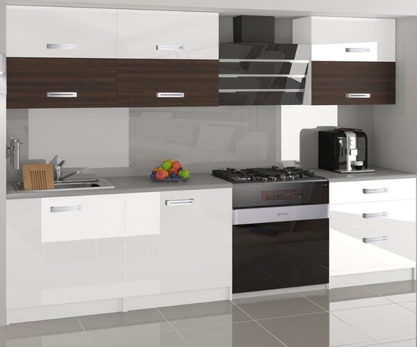 Moderná kuchynská zostava Infinity Primera v kombinácii gaštan a bielej farbe