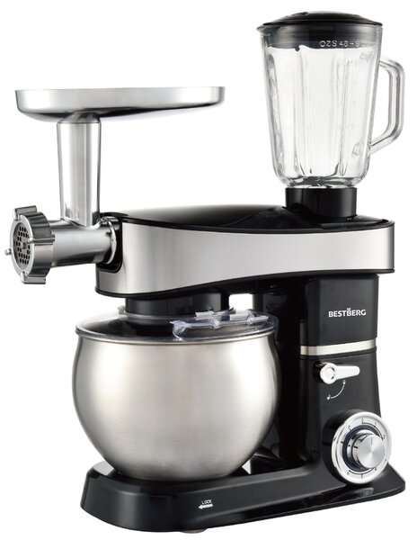 BestBerg BBR-2000BK multifunkčný kuchynský robot / 2000 W / 6 l / 6 rýchlostí / čierny