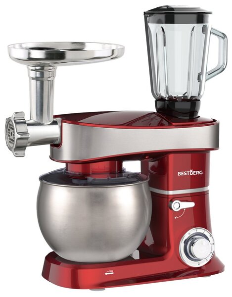 Multifunkčný kuchynský robot BestBerg BBR-2000R / 2000 W / 6 l / 6 rýchlostí / červená