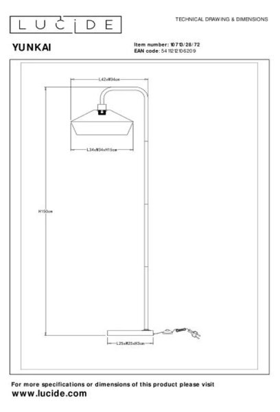Lucide L107132872 stojacia lampa YUNKAI E27