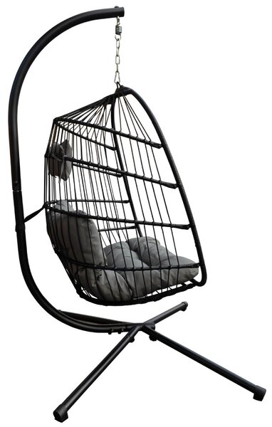 Závesné kreslo BestBerg BBHC-30 / oceľ / čierna/sivá
