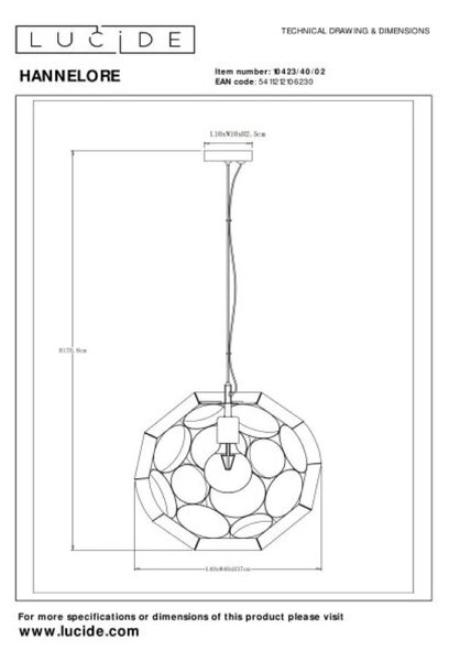 Lucide L104234002 závesné stropné svietidlo HANNELORE E27