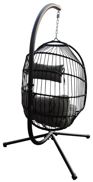 Závesné kreslo BestBerg BBHC-30 / oceľ / čierna/sivá