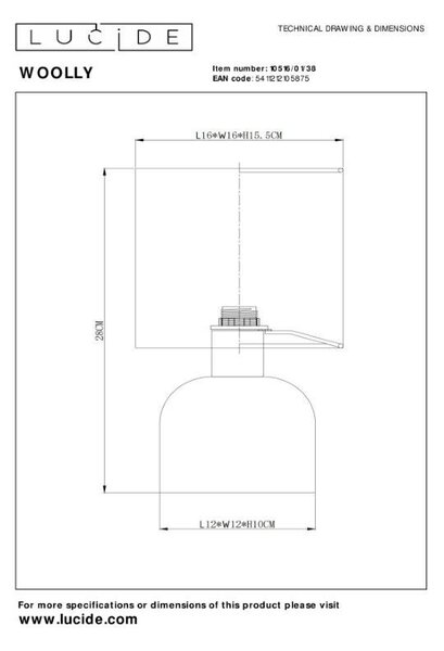 Lucide L105160138 stolná lampička WOOLLY E14
