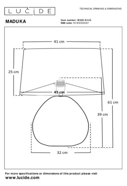 Lucide L105508143 stolná lampička MADUKA E27