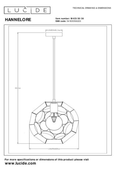 Lucide L104233030 závesné stropné svietidlo HANNELORE E27