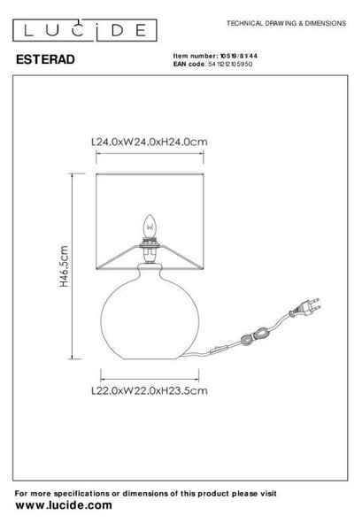 Lucide L105198144 stolná lampička ESTERAD E14