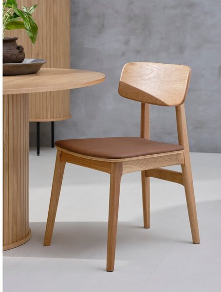 Koňakovohnedá/v prírodnej farbe jedálenská stolička z imitácie kože Livo – Unique Furniture