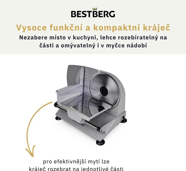 Elektrický krájač BestBerg BBS-400 / 250 W / šedá