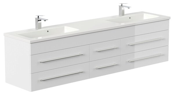 SKRINKA S UMÝVADLOM, biela s vysokým leskom, biela s vysokým leskom, 200 cm MID.YOU - Kúpeľňové skrinky, Online Only