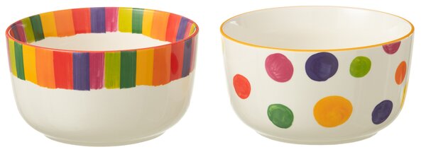 Set 2ks bielo-čierna miska so zlatými detailmi Hollywood - Ø 14*6 cm - J-Line by Jolipa
