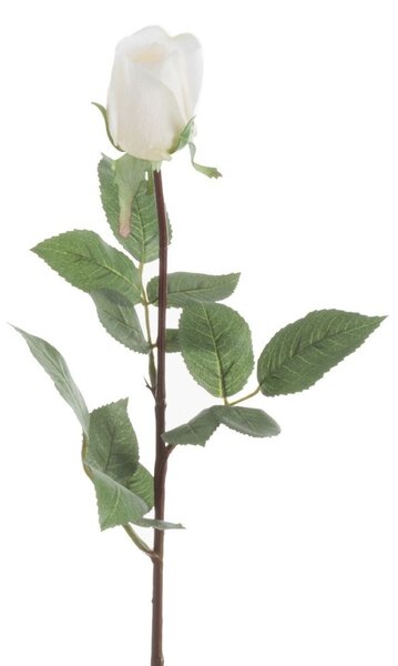 Dekorácia umelá biela ruža púčik Anice - 74 cm - J-Line by Jolipa