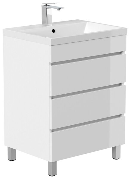 SKRINKA S UMÝVADLOM, biela s vysokým leskom, biela s vysokým leskom, 60 cm MID.YOU - Kúpeľňové skrinky, Online Only
