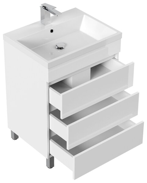 SKRINKA S UMÝVADLOM, biela s vysokým leskom, biela s vysokým leskom, 60 cm MID.YOU - Kúpeľňové skrinky, Online Only