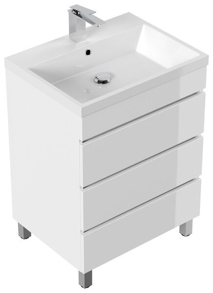 SKRINKA S UMÝVADLOM, biela s vysokým leskom, biela s vysokým leskom, 60 cm MID.YOU - Kúpeľňové skrinky, Online Only