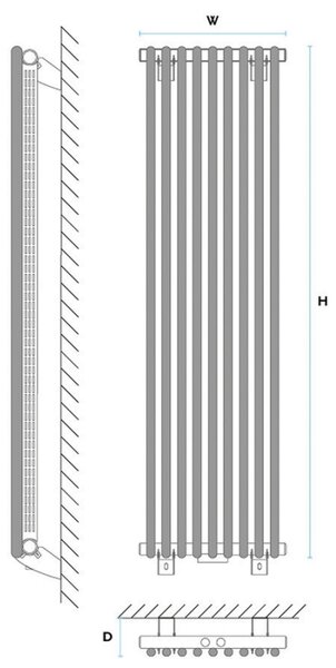 Gorgiel Dizajnový radiátor kúpeľňový vertikal CEZAR AD1, 1000 x 700, 758W GR, 10141111205105