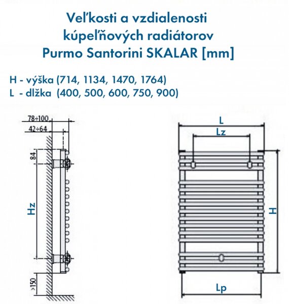 Kúpeľňový radiátor SKALAR – SANTORINI 714 x 600