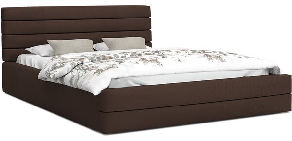 Luxusná manželská posteľ TOPAZ hnedá 140x200 semiš s kovovým roštom
