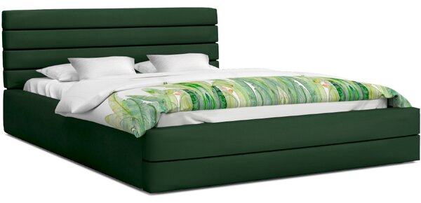 Luxusná manželská posteľ TOPAZ tmavo zelená 160x200 semiš s kovovým roštom