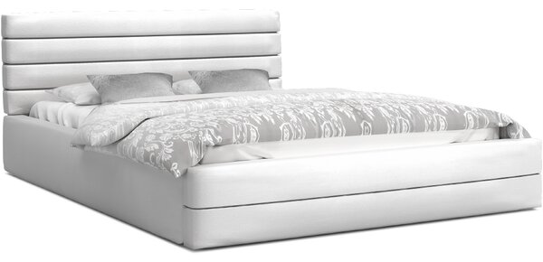 Luxusná manželská posteľ TOPAZ biela 160x200 z eko kože s kovovým roštom