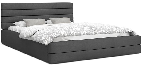 Luxusná manželská posteľ TOPAZ grafit 180x200 z eko kože s kovovým roštom
