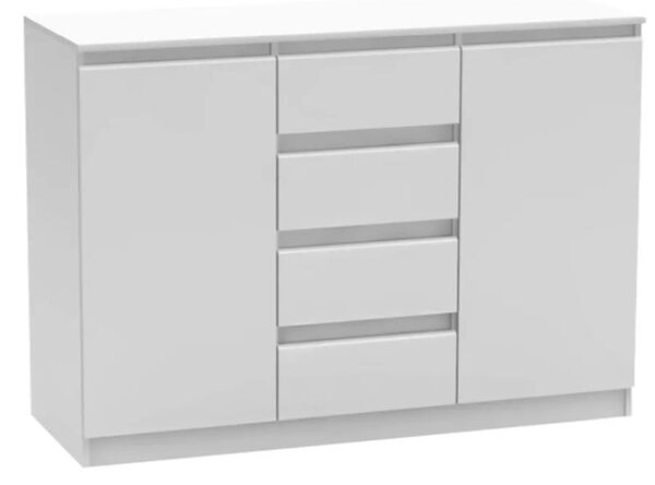 Komoda v prevedení biela, 4x zásuvka a 2x dvierka (k281064)