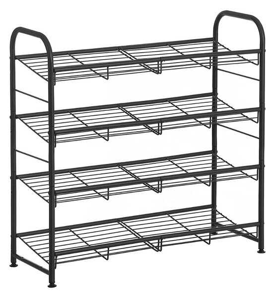 Regál na topánky IRON, 4 police, 68,5x27,5x65cm, čierna SongmicsHome