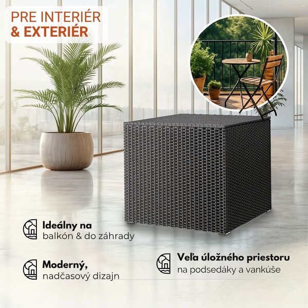 Polyratanový úložný box RICCO, 318L, 75x75x70cm, čierna Casaria