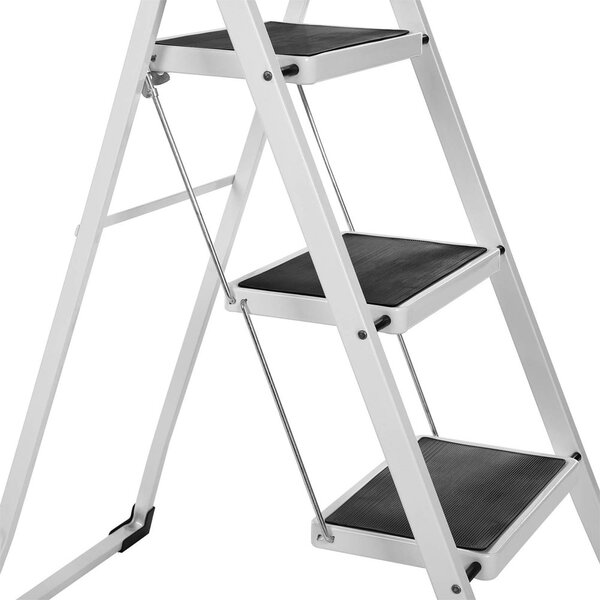 Skladací stupienkový rebrík STEP, 3 stupne, max. 150kg, biela/čierna SongmicsHome