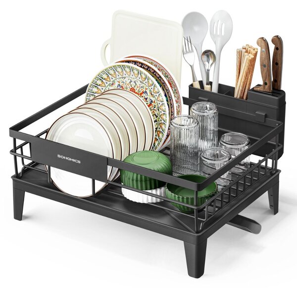 Odkvapkávač na riad RACK, 31x42x18,5cm, čierna SongmicsHome