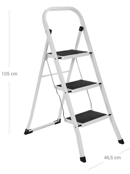 Skladací stupienkový rebrík STEP, 3 stupne, max. 150kg, biela/čierna SongmicsHome