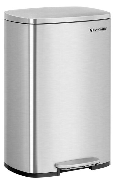Odpadkový kôš s pomalým zatváraním TIDY, 50l, strieborná SongmicsHome