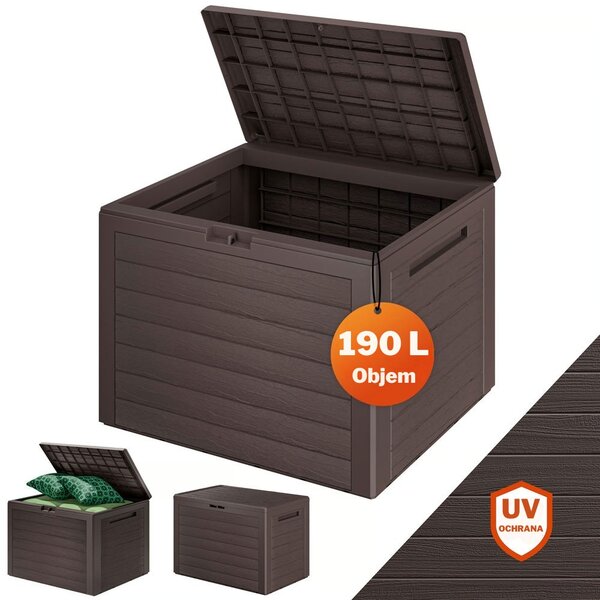 Úložný box WOODEBOX - 190L, 78x44x55cm, tmavo hnedá Prosperplast