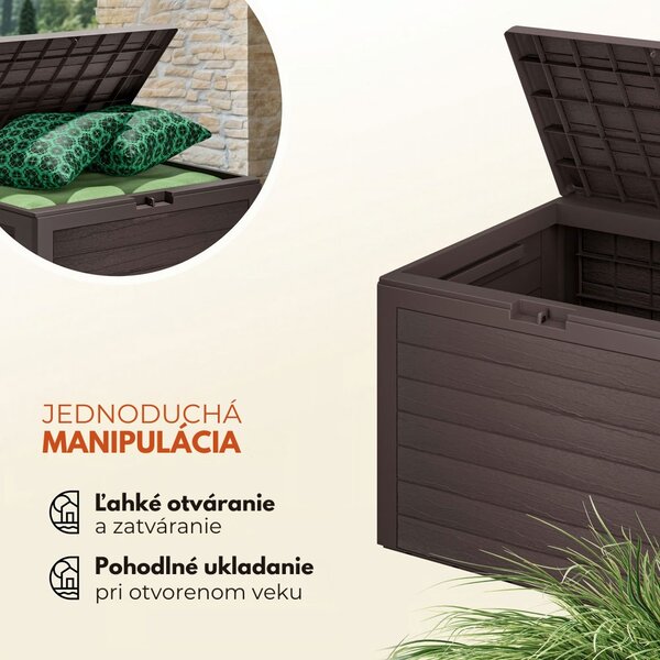 Úložný box WOODEBOX - 190L, 78x44x55cm, tmavo hnedá Prosperplast