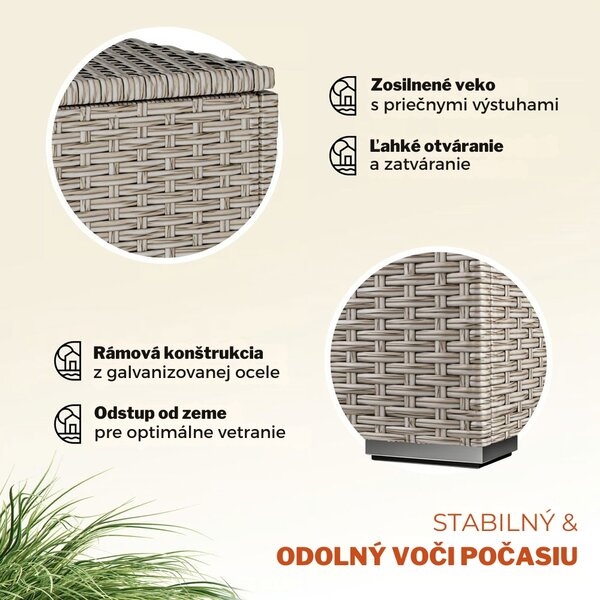Polyratanový úložný box RICCO, 318L, 75x75x70cm, krémová Casaria