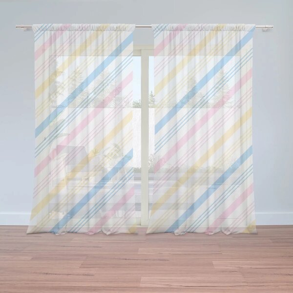 Sablio Záclony Trojfarebné pruhy: 2ks 150x250cm